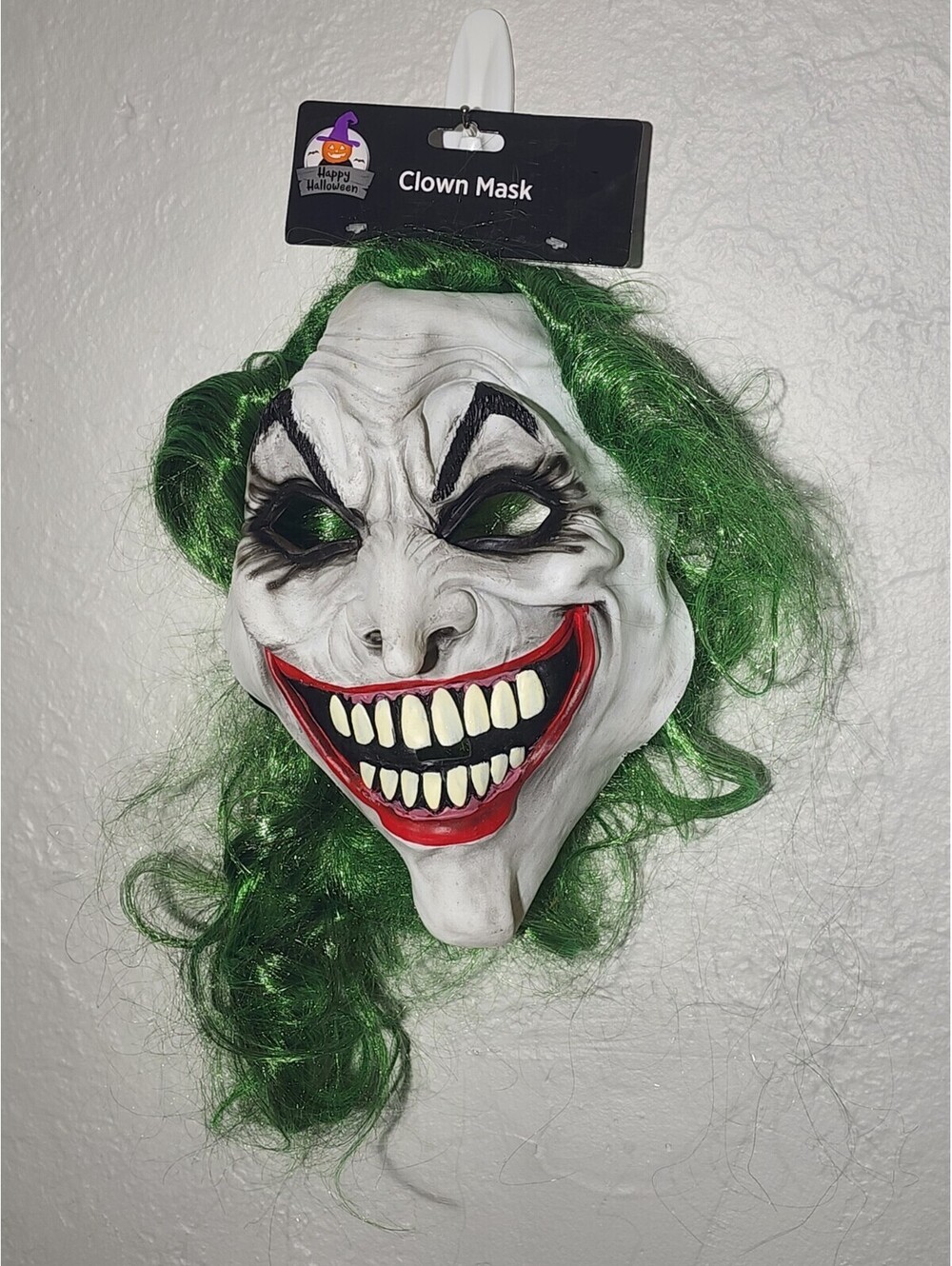 Halloween Latex Mask~ Joker Clown Mask ~Green Hair~ Adult Size~ New~ With Tags